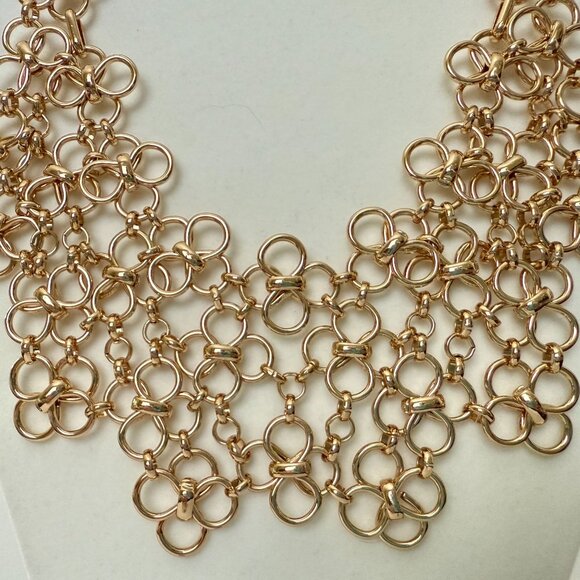 NWOT Banana Republic Multi Circle Statement Necklace Gold Tone Adjustable - Picture 2 of 12